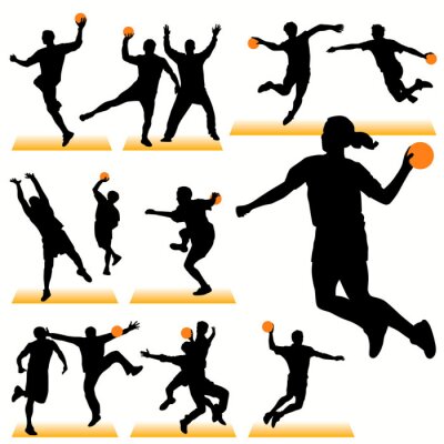 Papier peint à motif  Handball silhouettes mis