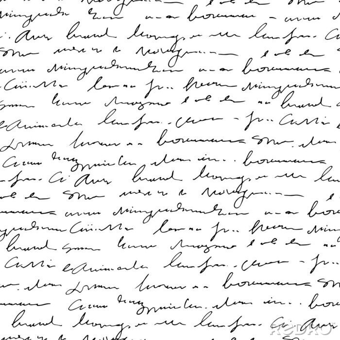 Papier peint à motif  Handwritten abstract text seamless pattern, vector monochrome script background