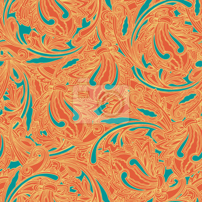 Papier peint à motif  Héliogravure en orange cuivre