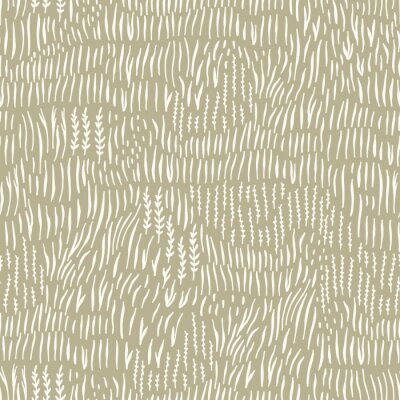 Papier peint à motif  Herbe beige délicate dans un style vintage