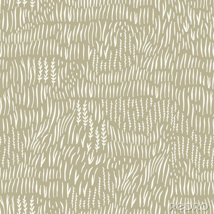 Papier peint à motif  Herbe beige délicate dans un style vintage