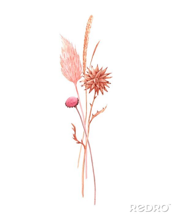 Papier peint à motif  Herbes et fleurs rustiques