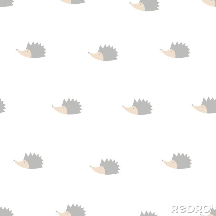 Papier peint à motif  Hérissons sur un fond blanc