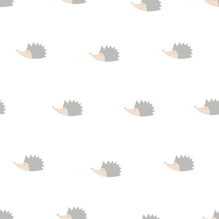 Papier peint à motif  Hérissons sur un fond blanc