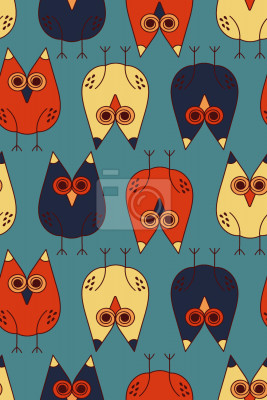 Papier peint à motif  Hiboux de nuit