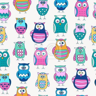 Papier peint à motif  hiboux dessin animé