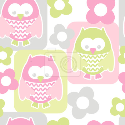 Papier peint à motif  hiboux mignons