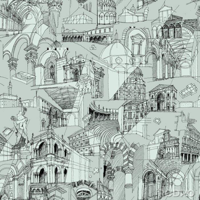 Papier peint à motif  Historique Architecture italienne Collage, seamless