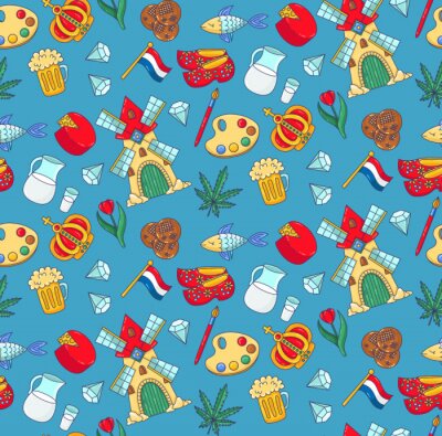 Papier peint à motif  Holland Netherlands seamless vector pattern