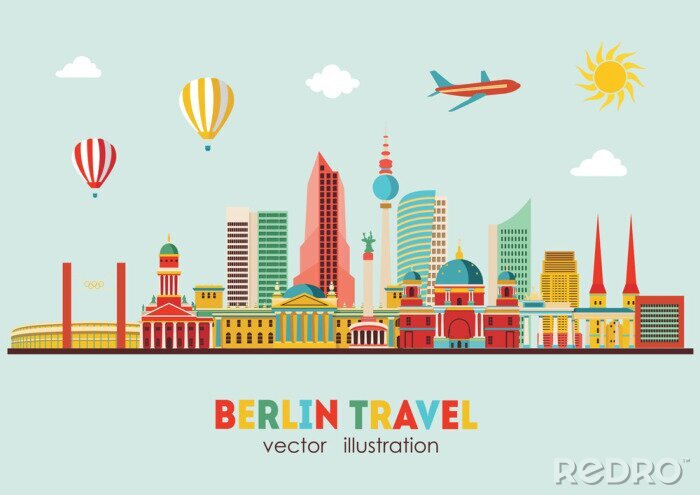 Papier peint à motif  Horizon de Berlin. Illustration vectorielle - vecteur stock