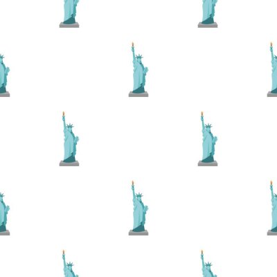 Papier peint à motif  Icône de la Statue de la Liberté en style cartoon isolé sur fond blanc. Illustration de vecteur stock modèle USA pays.