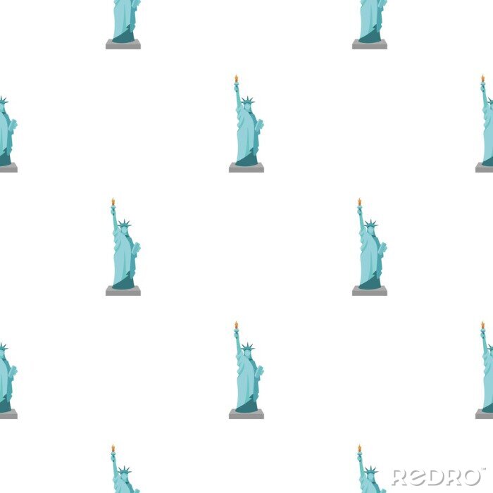Papier peint à motif  Icône de la Statue de la Liberté en style cartoon isolé sur fond blanc. Illustration de vecteur stock modèle USA pays.