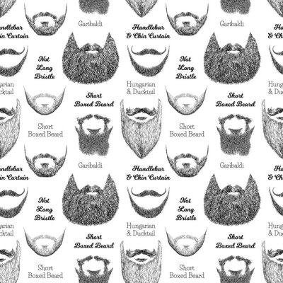 Papier peint à motif  Illustration de dessinés à la main avec les styles des hommes à la mode. Graphiques linéaires. Genres et noms de coiffures