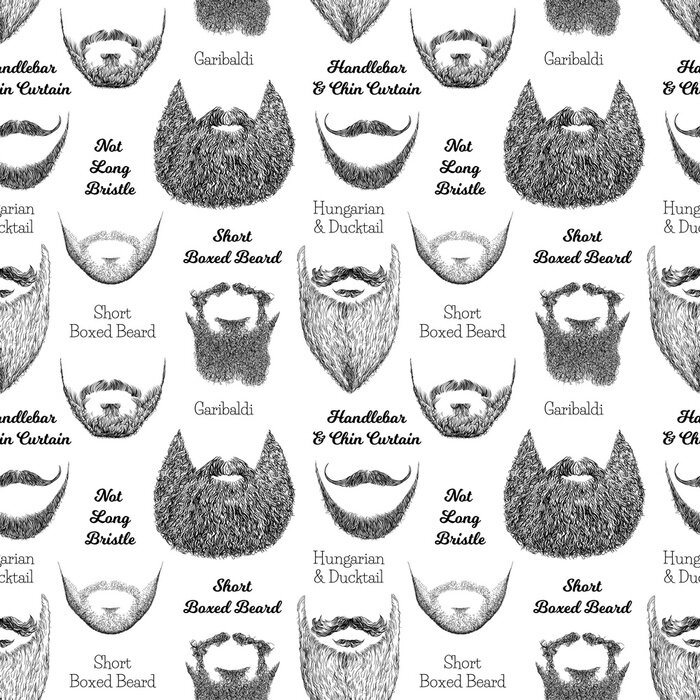 Papier peint à motif  Illustration de dessinés à la main avec les styles des hommes à la mode. Graphiques linéaires. Genres et noms de coiffures