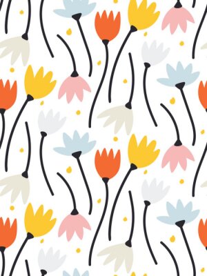 Illustration de plantes multicolores disposées en motif