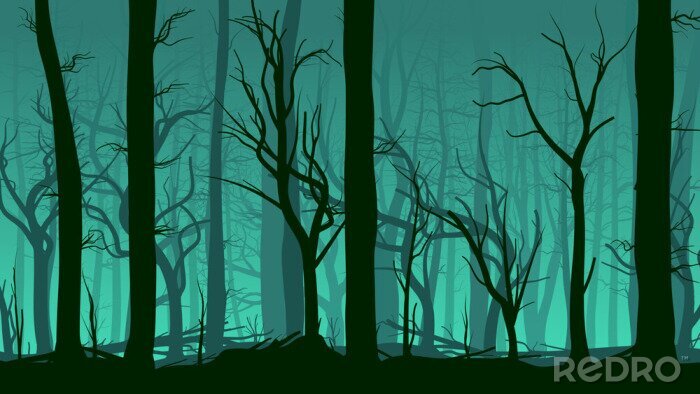 Papier peint à motif  Illustration horizontale de pinède.