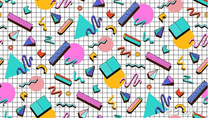 Papier peint à motif  Illustration style Memphis