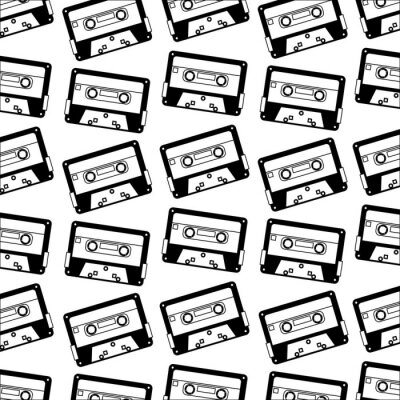 Papier peint à motif  illustration vectorielle rétro vintage cassette record modèle