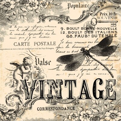 Image libellule vintage
