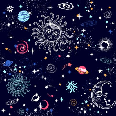 Papier peint à motif  Impression de Mandala indien de Bohème. Style de tatouage au henné Vintage