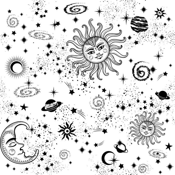 Papier peint à motif  Impression de Mandala indien de Bohème. Style de tatouage au henné Vintage