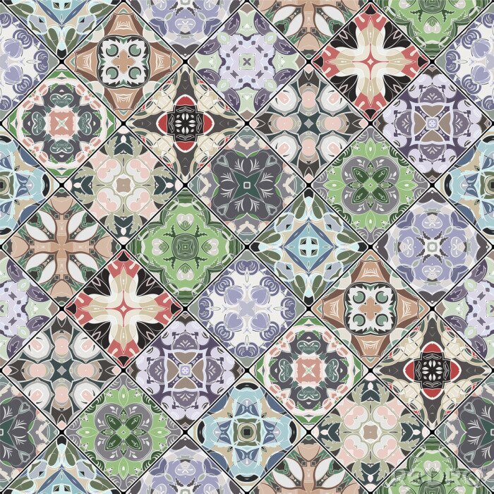 Papier peint à motif  Impressionnante composition de carreaux portugais