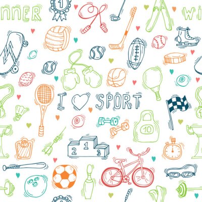 Papier peint à motif  J'aime le sport