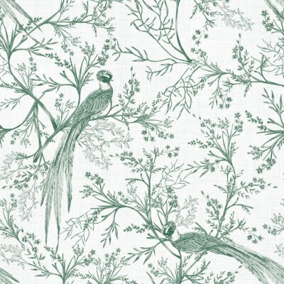 Sticker  Jardin verdoyant avec oiseaux