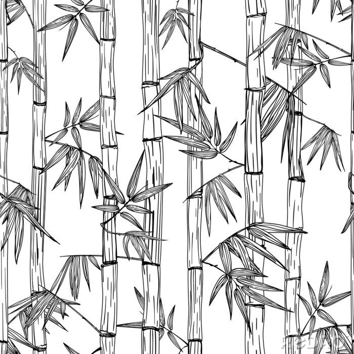 Papier peint à motif  Jungle de bambou en style cartoon