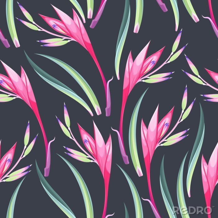 Papier peint à motif  Jungle fleurs sans couture