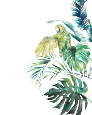 Jungle lumineuse avec un perroquet
