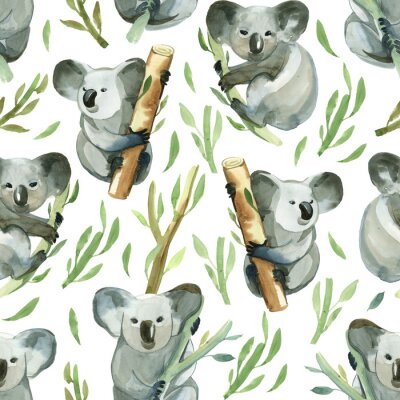 Papier peint à motif  Koala aquarelle mignon