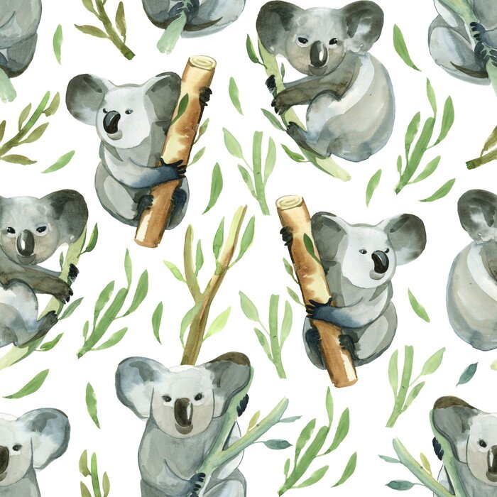 Papier peint à motif  Koala aquarelle mignon
