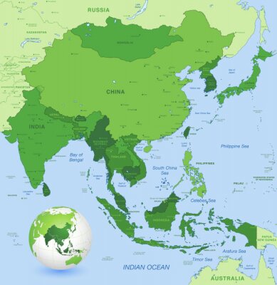La Chine en Asie sur une carte