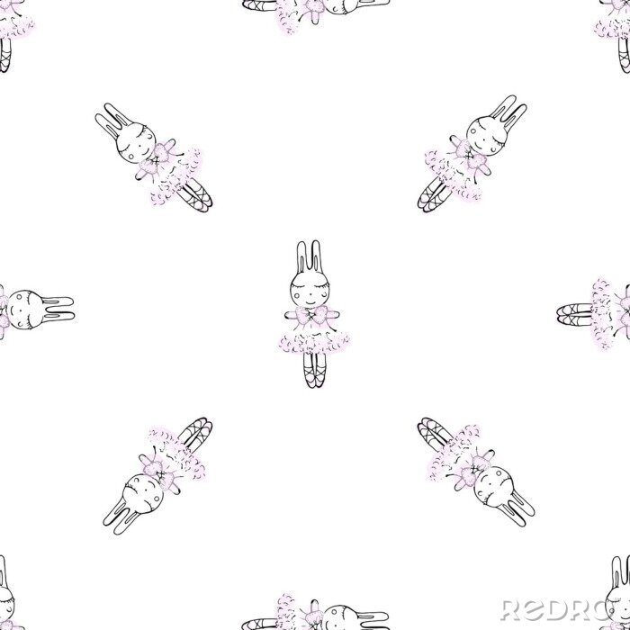 Papier peint à motif  Lapine ballerine