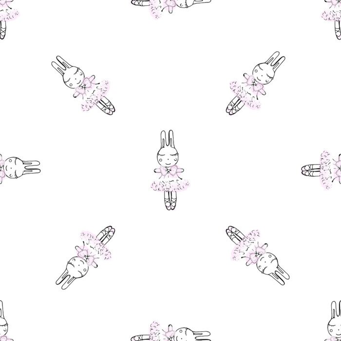 Papier peint à motif  Lapine ballerine