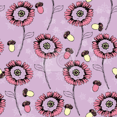 Papier peint à motif  Lavande Boheme Fantaisie Fleurs