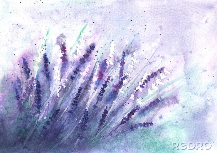 Papier peint à motif  Lavande floue sur fond pastel