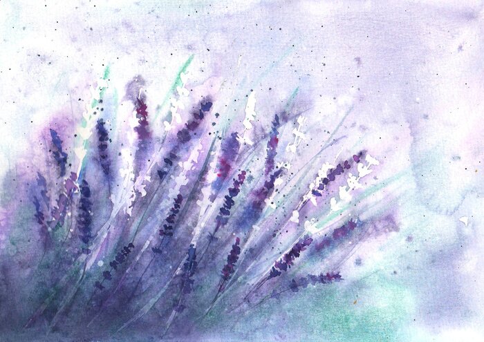 Papier peint à motif  Lavande floue sur fond pastel