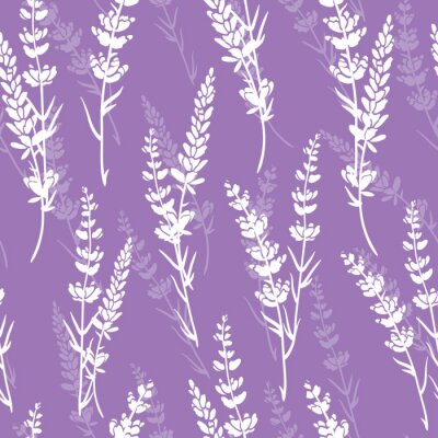 Papier peint à motif  Lavender flowers purple vector seamless pattern. Beautiful violet lavender retro background. Elegant fabric on light background Surface pattern design.