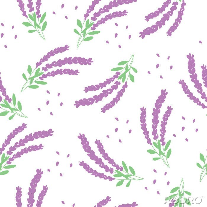 Papier peint à motif  lavender pattern on white background.