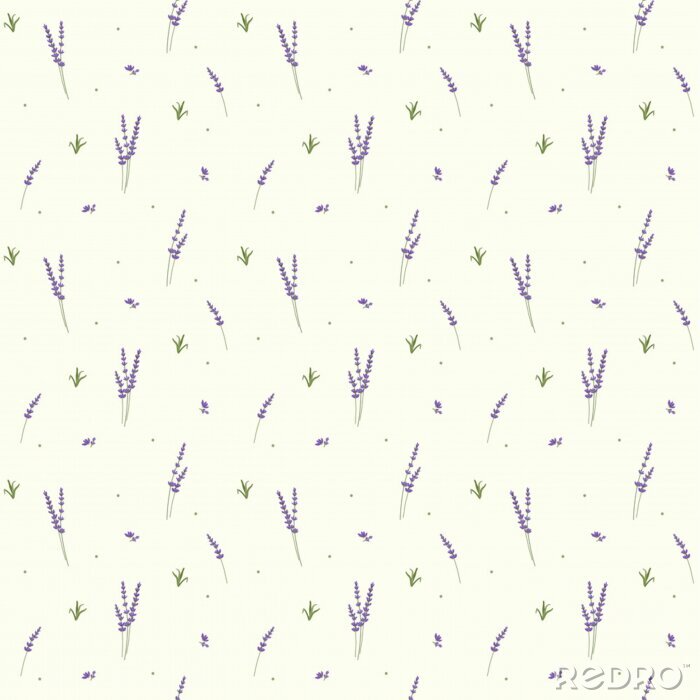 Papier peint à motif  Lavender seamless pattern background. Lavender flower textile design. Vector