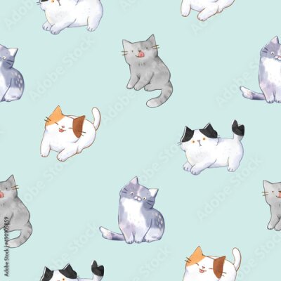 Papier peint à motif  Le monde pastel des chats