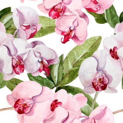 Papier peint à motif  Le motif avec des fleurs d'orchidée
