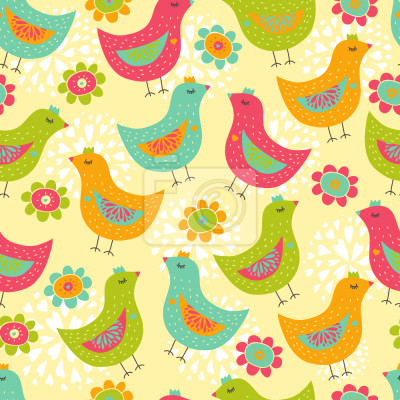 Papier peint à motif  Le poulet heureux