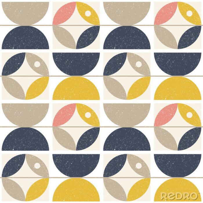 Papier peint à motif  Le vecteur moderne abstrait motif géométrique sans soudure avec semi-cercles et cercles en style scandinave rétro
