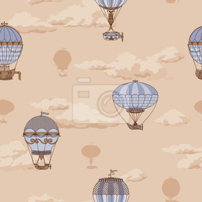 Papier peint à motif  Le voyage en ballon des Freres Montgolfier