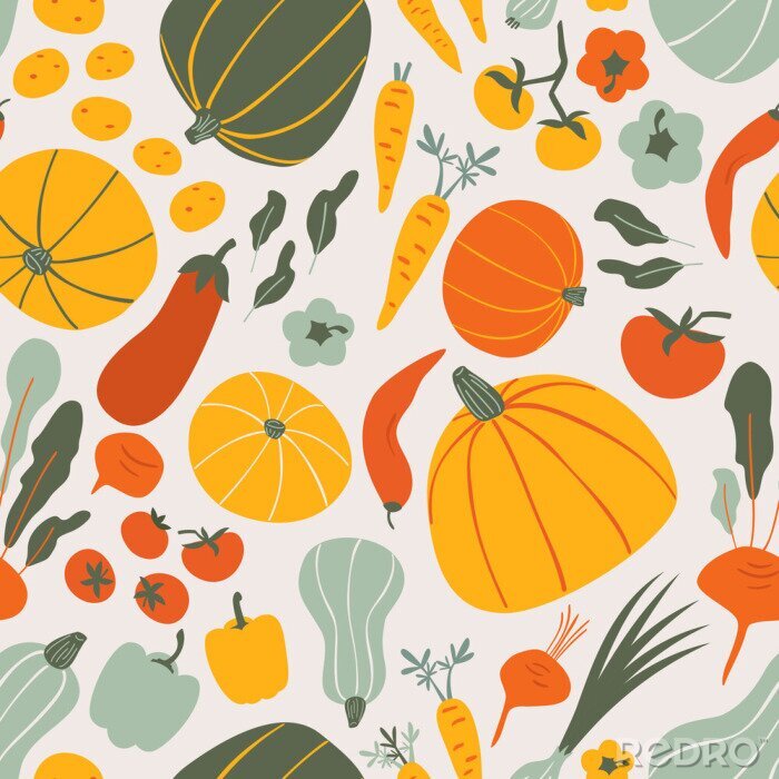 Papier peint à motif  Légumes de la ferme d'automne