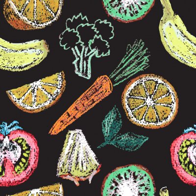 Papier peint à motif  Légumes sur un texture noire représentation graphique