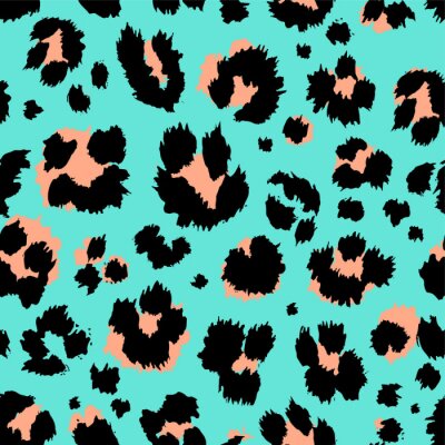 Sticker  Leopard pattern design funny drawing seamless pattern. Lettering poster or t-shirt textile graphic design wallpaper, wrapping paper.